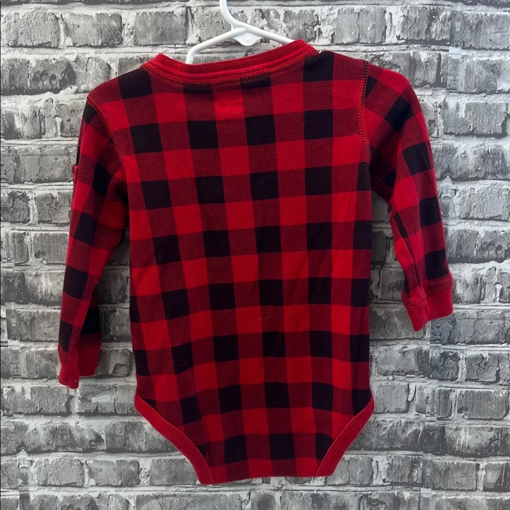 OshKosh B'gosh Red and Black‎ Plaid Baby Onesie